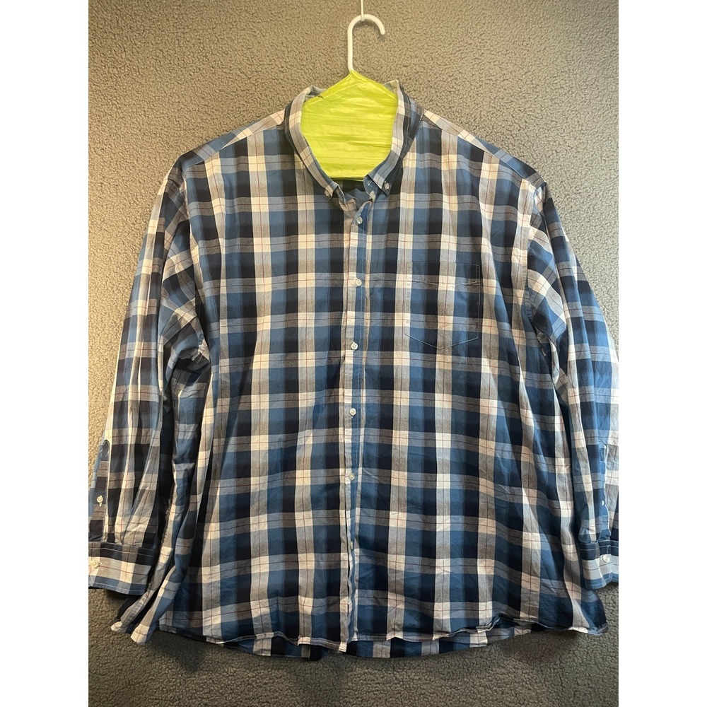 Double Pump Long‎ Sleeve Shirt, Mens, Blue Plaid, Size 5XL